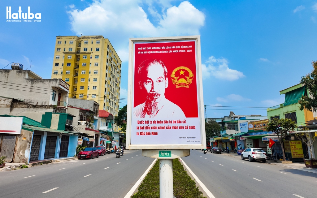 Biển hộp đèn tuyên truyền chào mừng Bầu Cử Đại Biểu Quốc Hội Khóa XVI