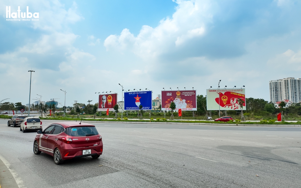Hatuba lắp đặt biển quảng cáo ngoài trời chuẩn màu sắc chính trị cho sự kiện Bầu Cử Đại hội Đảng