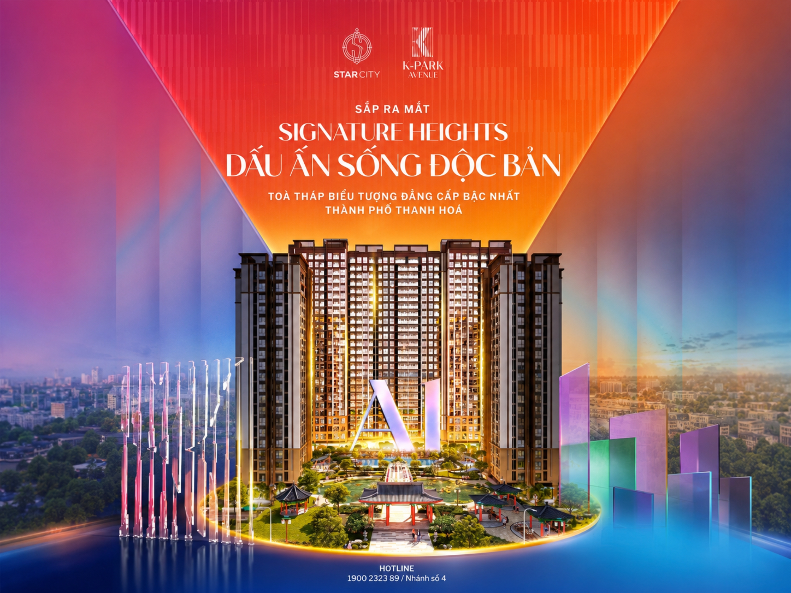 Phối cảnh tòa căn hộ A1 K Park Avenue – đại đô thị Vinhomes Star City Thanh Hóa