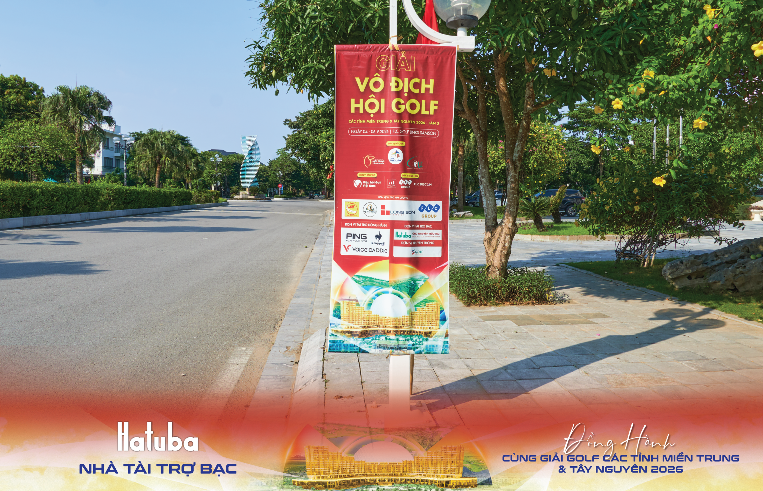 Biển chỉ dẫn Giải Golf Miền Trung Tây Nguyên 2026 do HATUBA thiết kế thi công