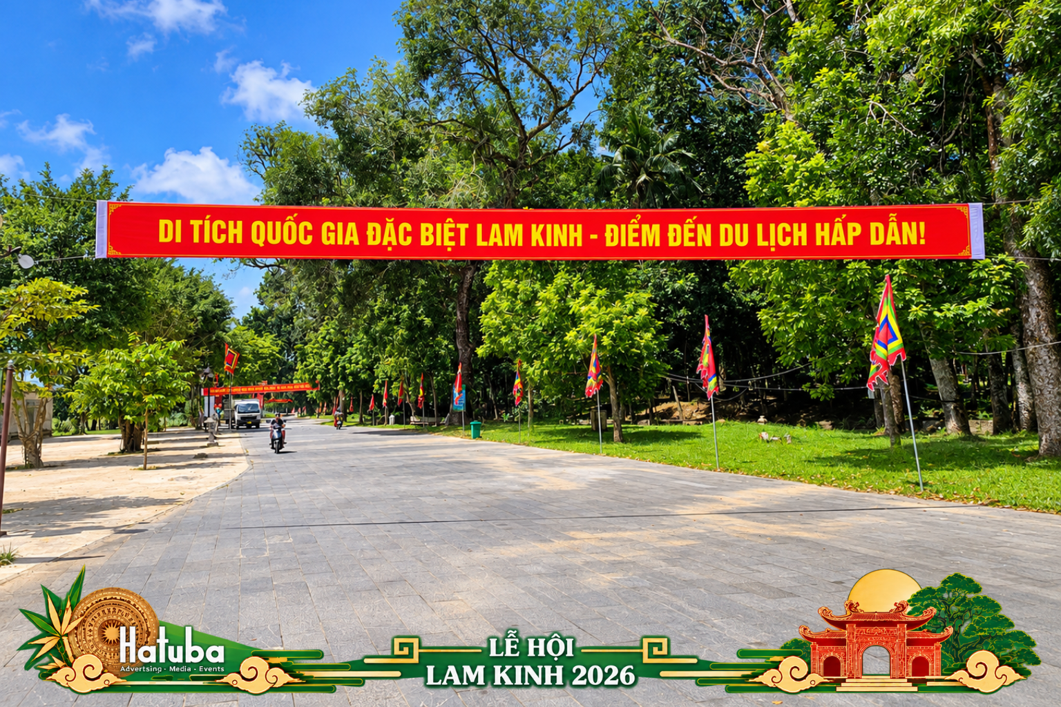 Băng rôn quảng bá Di tích Quốc gia đặc biệt Lam Kinh